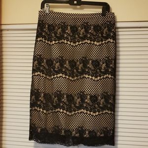 NY&Co Eva Mendes Black and Beige Lace Skirt